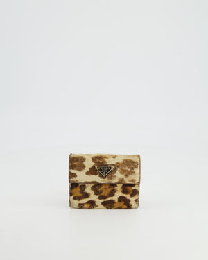 Prada Brown Leopard Ponyhair Wallet with Gold Hardware