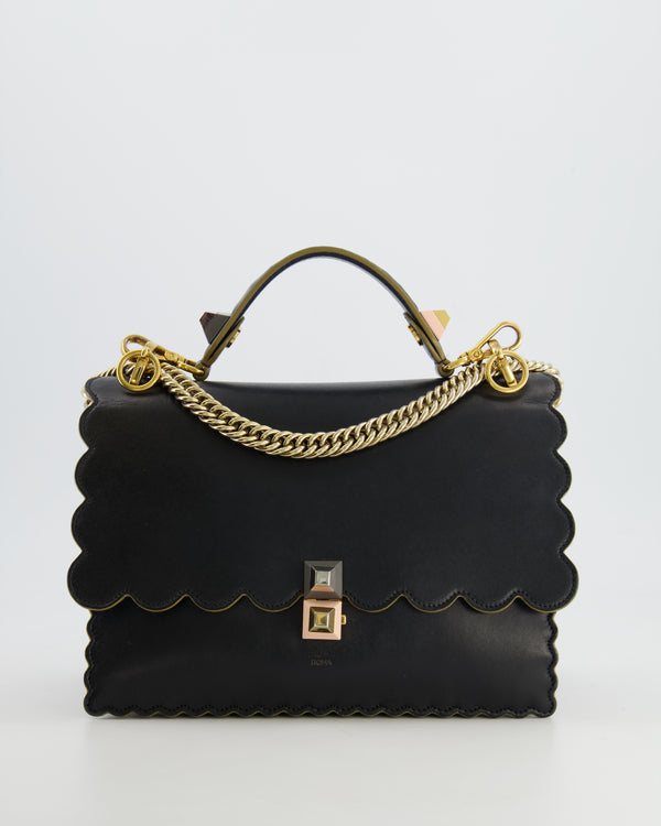 Fendi Midnight Blue Leather "Kan I" Top Handle Bag with Multicolour Hardware