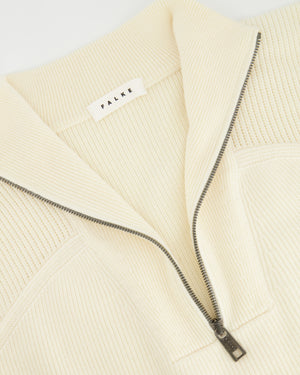 Falke Cream Wool Knit Half-Zipped Jumper Size S (UK 8)