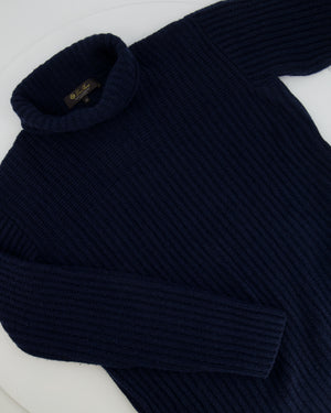 Loro Piana Navy Baby Cashmere Knit High-Neck Jumper Size IT 42 (UK 10)