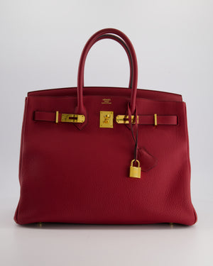 Hermes Birkin 35cm Bag in Rouge Grénate Togo Leather with Gold Hardware