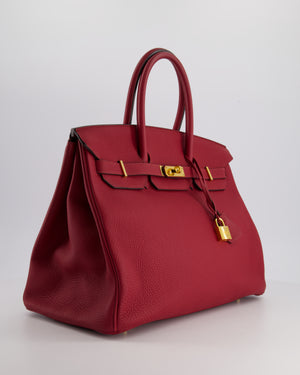 Hermes Birkin 35cm Bag in Rouge Grénate Togo Leather with Gold Hardware