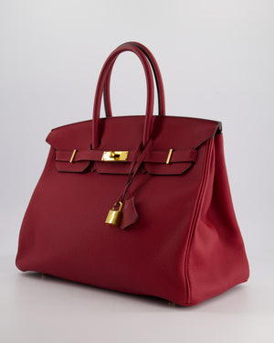 Hermes Birkin 35cm Bag in Rouge Grénate Togo Leather with Gold Hardware