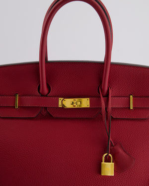 Hermes Birkin 35cm Bag in Rouge Grénate Togo Leather with Gold Hardware