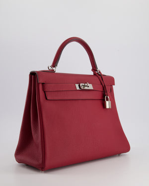 Hermès Kelly 32cm Bag in Rouge Grenadine Togo Leather with Palladium Hardware