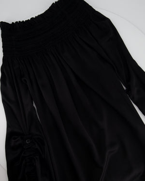 Saint Laurent Black Silk Off the Shoulder, Long Sleeve Mini Dress with Sleeve Detail Size FR 36 (UK 8)