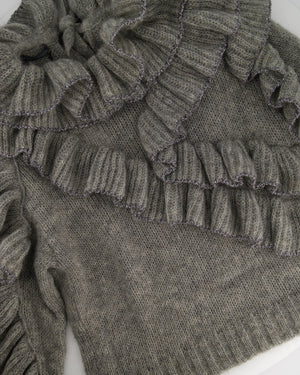 Alberta Ferretti Grey Mohair Jumper with Frill Detail Size IT 40 (UK 8)