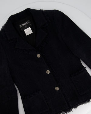 Chanel Black 04/P Button Down Jacket with Frayed Detail FR 34 (UK 6)