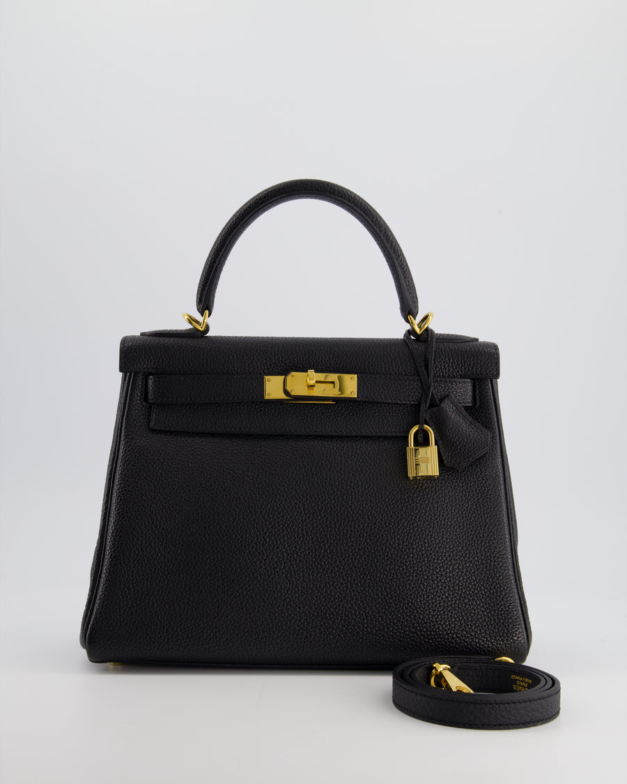 *HOT* Hermès Vintage Kelly 28 Retourne Black in Togo Leather with Gold Hardware