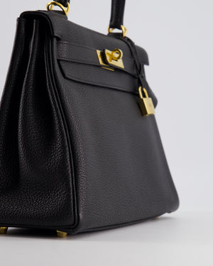 *HOT* Hermès Vintage Kelly 28 Retourne Black in Togo Leather with Gold Hardware