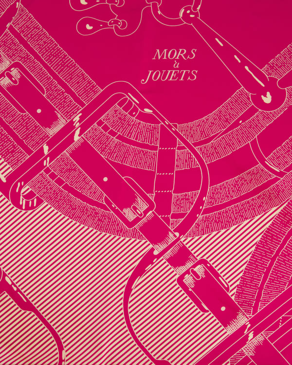 Hermes Mors et Jouets Silk Scarf in Rose Pourpre 90cm x 90cm