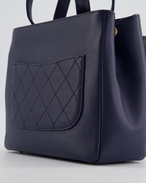 Chanel Navy Framed Business Affinity Bag in Caviar Leather with Brushed Gold Hardware
