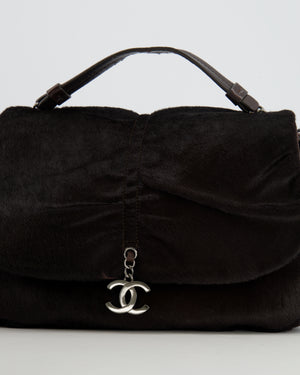 Chanel Chocolate Brown Ponyhair Single Flap Shoulder Bag with Silver Hardware