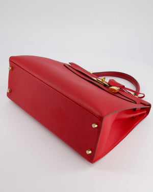 Hermès Kelly 32cm Sellier Bag in Rouge Casaque Epsom Leather with Gold Hardware