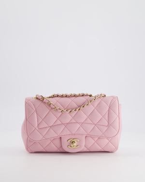 Chanel Pastel Pink 2015-26 Seasonal Small Single Flap Bag in Lambskin Leather with Brushed Gold Hardware