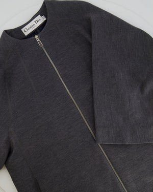 Christian Dior Grey Wool Zipped Round-Neck Coat Size FR 38 (UK 10)