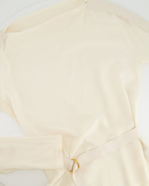 Tom Ford Cream Silk Draped Top with Gold Details Size IT 44 (UK 12)