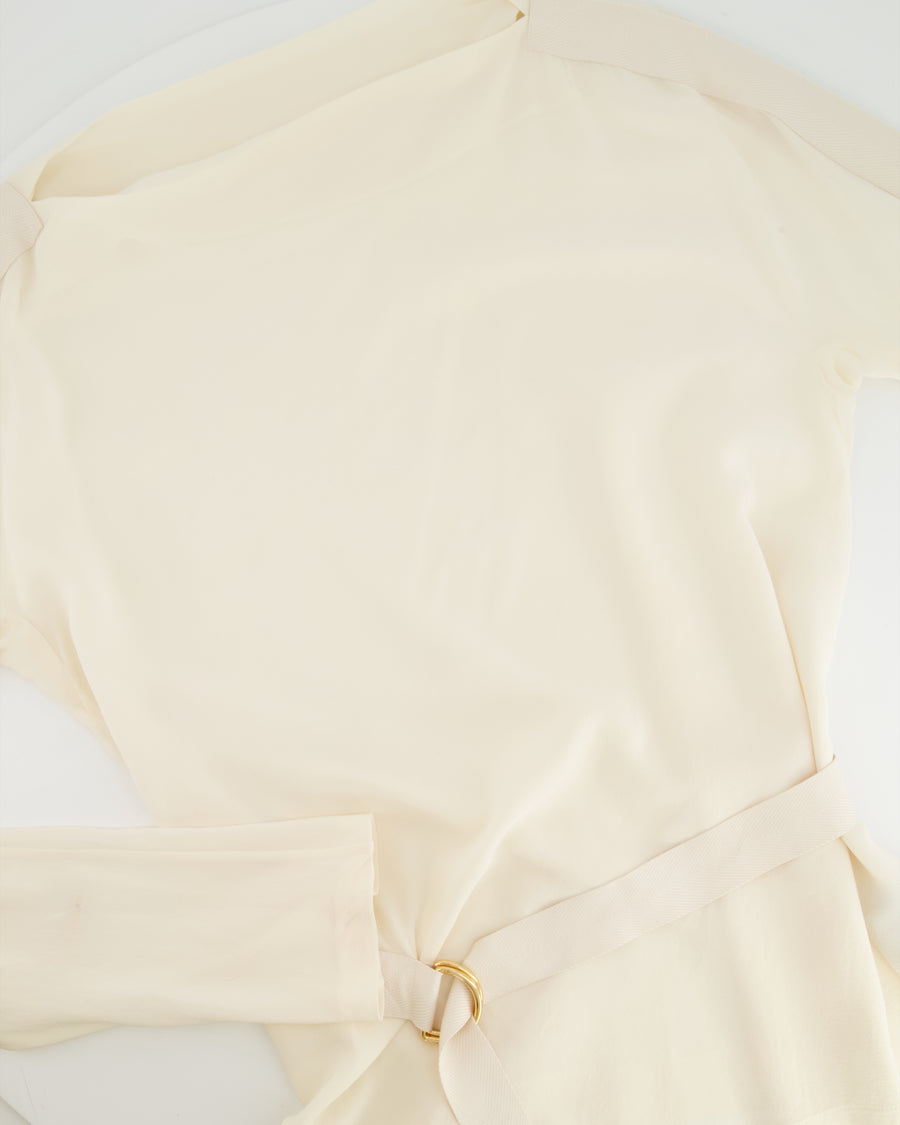 Tom Ford Cream Silk Draped Top with Gold Details Size IT 44 (UK 12)