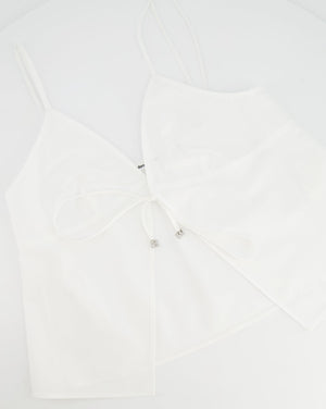 Alexander Wang White Poplin Bralette Top with Crystal Charms Detailing Size S (UK 8)