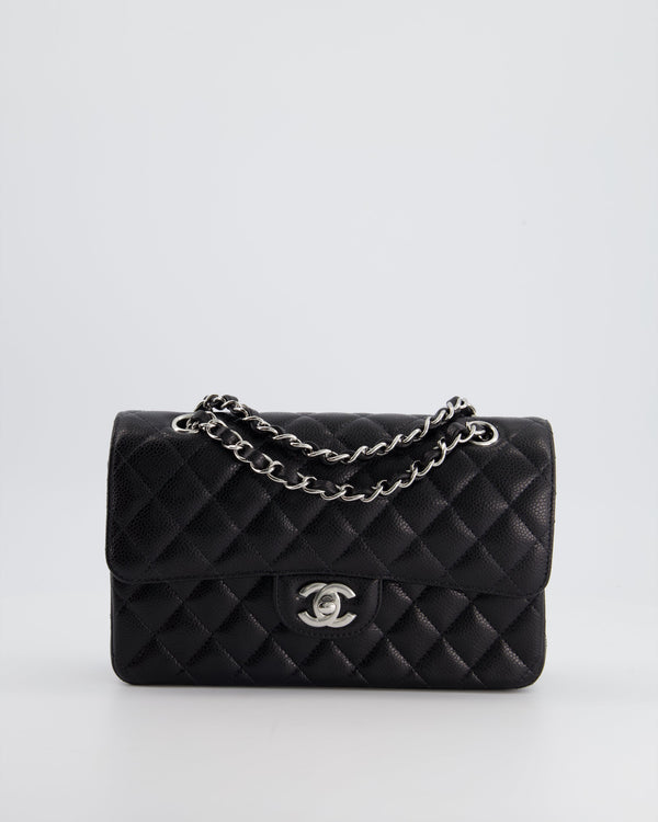 Chanel Black Small Classic Double Flap Bag in Caviar Leather with Silver Hardware RRP £8,180