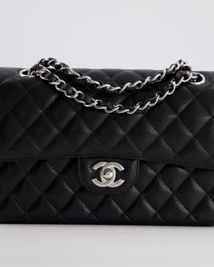 Chanel Black Small Classic Double Flap Bag in Caviar Leather with Silver Hardware RRP £8,180