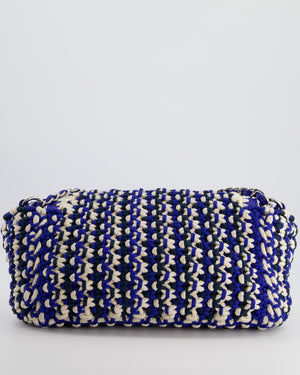 *RARE* Chanel Navy, Blue and Cream Crochet Flap Bag with Silver Hardware