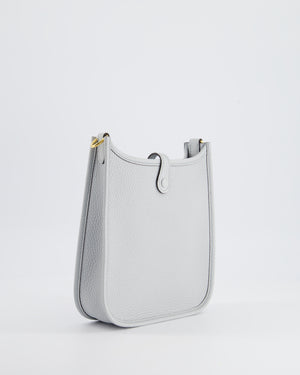 *RARE* Hermès Mini Evelyne 16cm Bag in Bleu Pâle/Gris Étain Clemence Leather with Gold Hardware