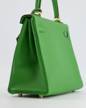 *RARE* Hermes Kelly Retourne Bag 25cm in Vert Yucca Togo Leather and Gold Hardware