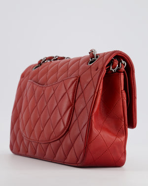 *HOT* Chanel Red Medium Classic Double Flap Bag in Lambskin Leather with Gun Metal Silver Hardware RRP £8530