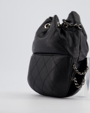Chanel Black Mini Bucket Bag in Aged Calfskin Leather with Mixed Hardware