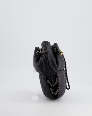 Chanel Black Mini Bucket Bag in Aged Calfskin Leather with Mixed Hardware