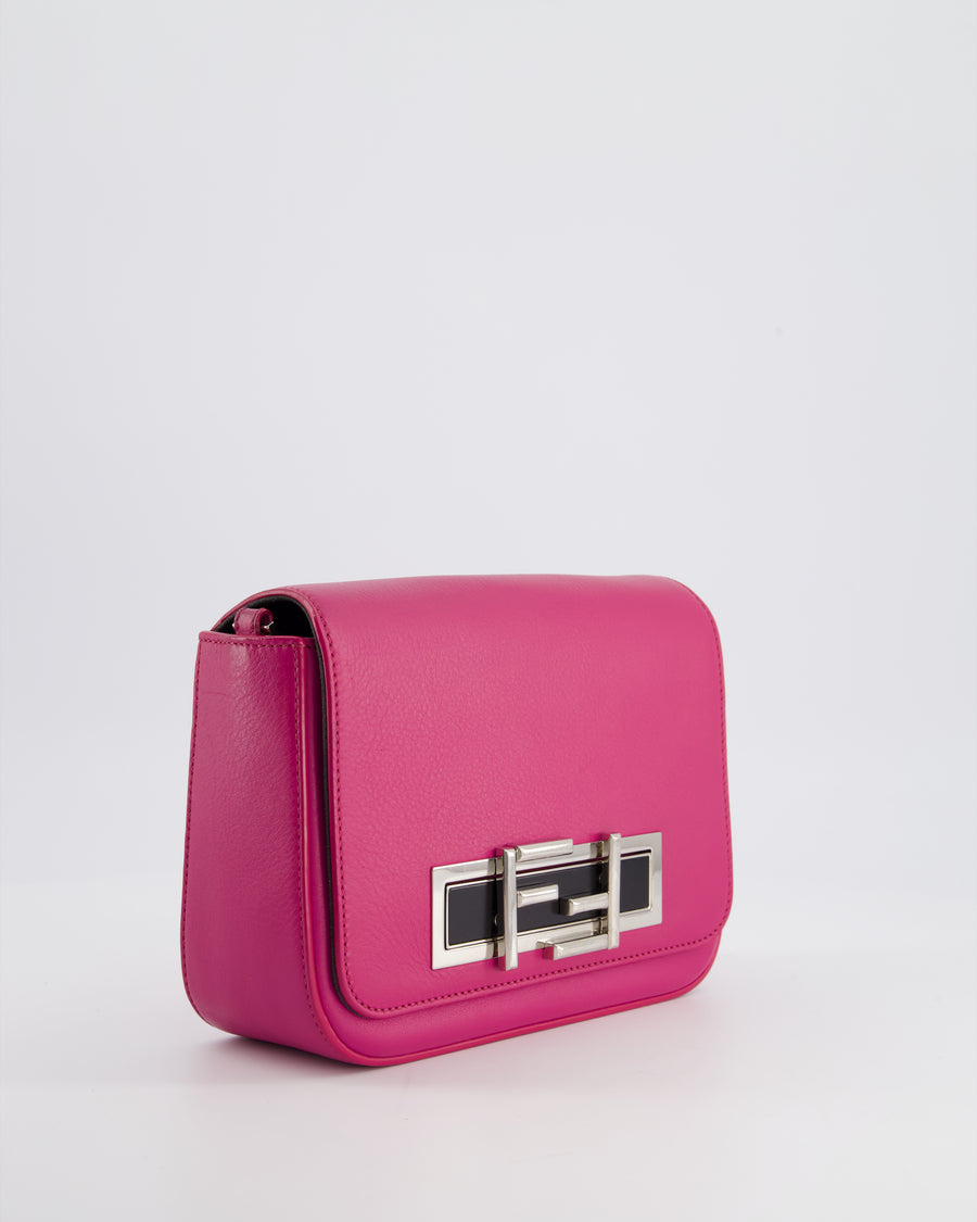 Fendi Bright Pink Leather Shoulder Bag with FF Silver Logo