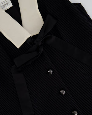 Chanel Black Mini Dress with White Trim Neck Detail FR 38 (UK 10)