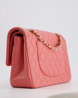 *HOT* Chanel Medium Pink Classic Double Flap Bag in Caviar Leather with Gold Hardware