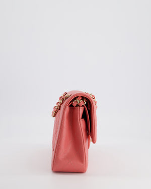 *HOT* Chanel Medium Pink Classic Double Flap Bag in Caviar Leather with Gold Hardware