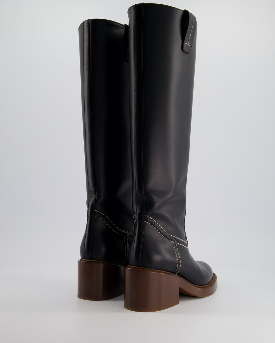 Chloè Black Mallo Tall Boots Size EU 36
