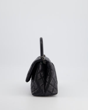 *FIRE PRICE* Chanel Black Small Caviar Quilted Coco Handle Flap Bag with Black Calfskin Handle and Ruthenium Hardware
