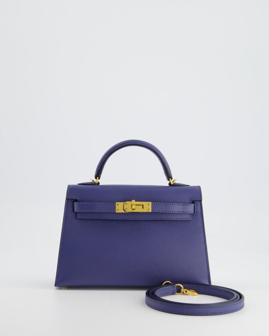 Hermès Mini Kelly II 20cm Bag in Bleu Brighton Epsom Leather and Gold Hardware