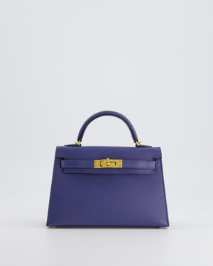 Hermès Mini Kelly II 20cm Bag in Bleu Brighton Epsom Leather and Gold Hardware