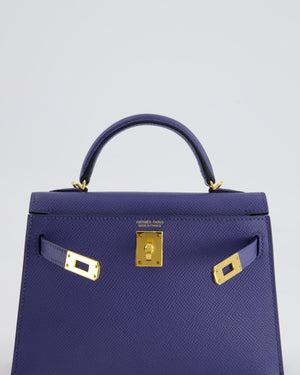 Hermès Mini Kelly II 20cm Bag in Bleu Brighton Epsom Leather and Gold Hardware
