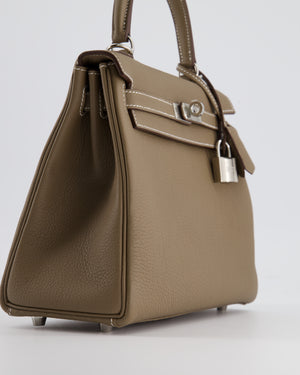 *RARE* Hermès Kelly Retourne Bag 25cm in Etoupe Togo Leather with Palladium Hardware