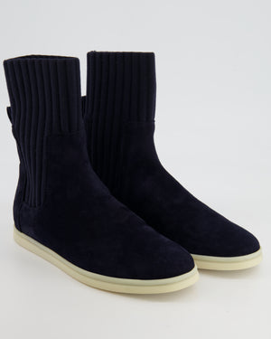Loro Piana Navy Suede Ankle Boots Size EU 35 RRP £965