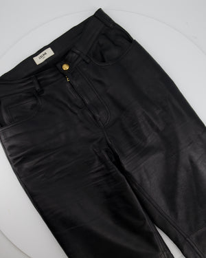 Céline Black Leather Kitty Trousers with Gold Button Detail W29 (UK 10) RRP £2250