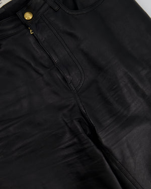Céline Black Leather Kitty Trousers with Gold Button Detail W29 (UK 10) RRP £2250