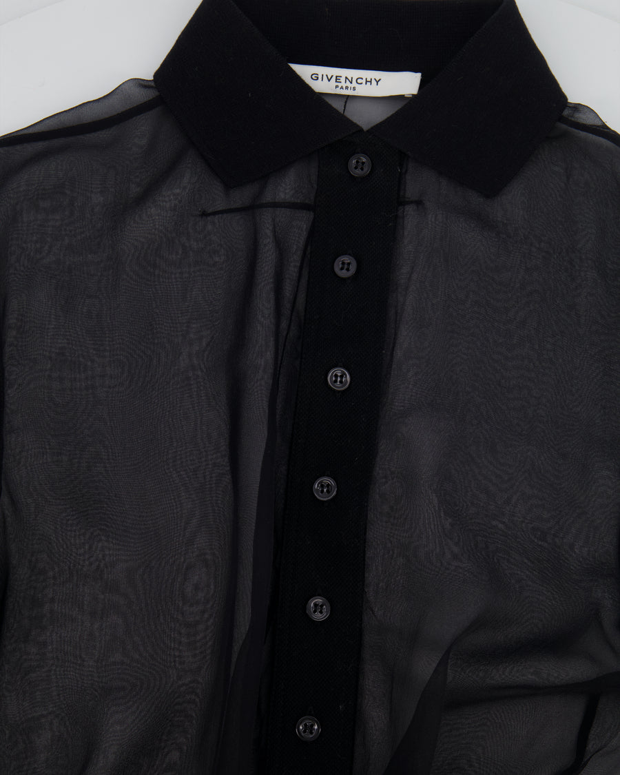 Givenchy Black Silk Button-Up Mini Long-Sleeve Dress Size FR 38 (UK 10)