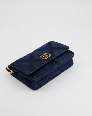 *HOT* Chanel 19 Dark Denim Wallet on Chain Bag with Mixed Hardware