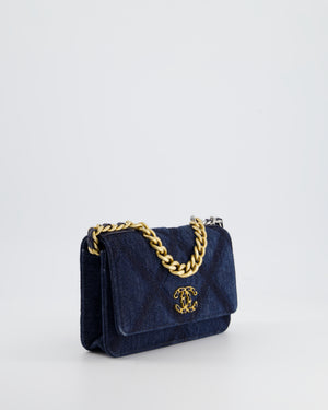 *HOT* Chanel 19 Dark Denim Wallet on Chain Bag with Mixed Hardware
