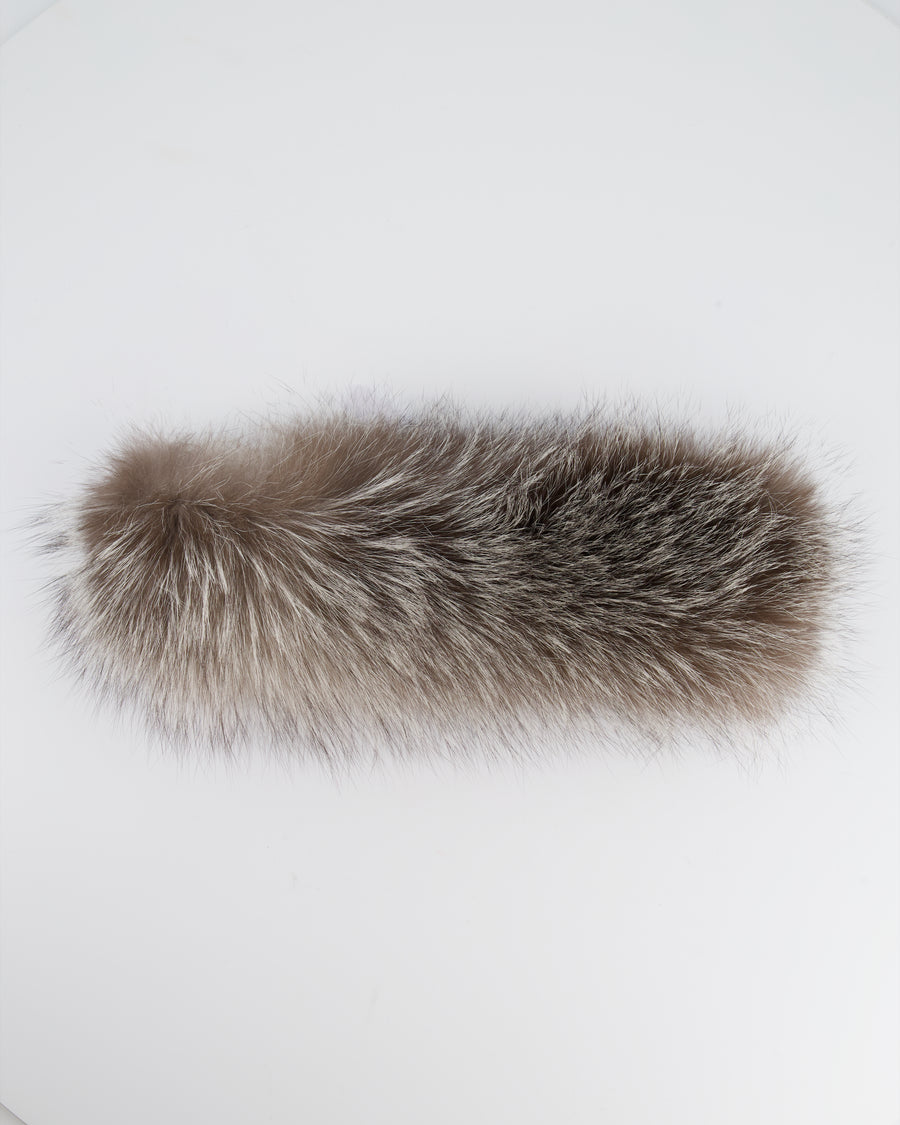 Silk, Cashmere Grey Fox Fur and Cashmere Gloves and Headband Set