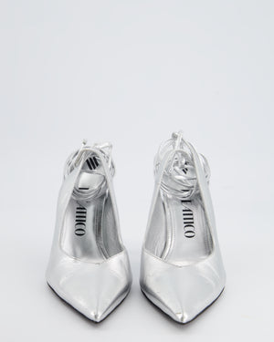 The Attico Silver Venus Wrap Leather Slingback Heel Size EU 40.5 RRP - £680