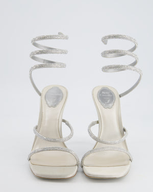 Rene Caovilla Silver Cleo Wrap-Around Crystal Embellished  Heel Size EU 41 RRP £950